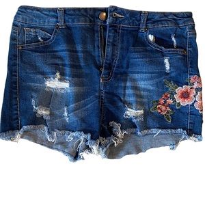 embroidered Jean shorts, size is large but fits snug